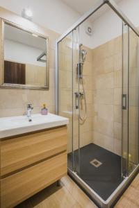 a bathroom with a shower and a sink at Rooms with Breakfast near Porec in Nova Vas