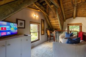 Μια τηλεόραση ή/και κέντρο ψυχαγωγίας στο Serene, Thatched Apartment in Noordhoek, Cape Town