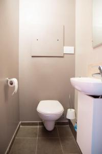 ein Badezimmer mit einem weißen WC und einem Waschbecken in der Unterkunft IMMODREAMS - L'Igloo - Avoriaz in Avoriaz