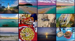 a collage of photos of the beach and a lighthouse at Ô Bleu Azur in Antsatrakolo