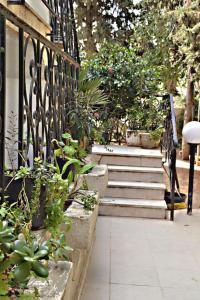 eine Gruppe von Treppen mit Pflanzen und einem Zaun in der Unterkunft Superbe appartement a La Marsa in La Marsa
