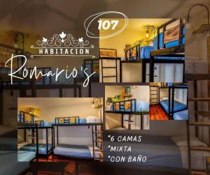 a collage of photos of a room with bunk beds at Hommam in Cusco