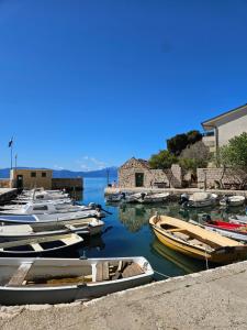 a group of boats are docked in a harbor at Apartmani Tona in Gradac
