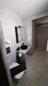 a bathroom with a toilet and a sink at Lava Guesthouse Prive in Karterados +13 photos