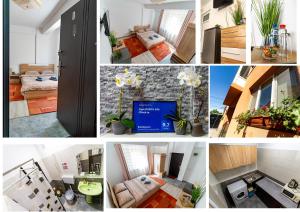 een collage van foto's van een kamer bij Casa DARYA-24h Check-in in Boekarest