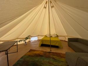 1 dormitorio con 1 tienda de campaña con 1 cama en New Yurt City, en Lake Los Angeles 15 fotos más