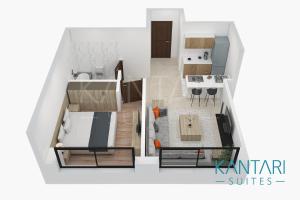 a rendering of a floor plan of a house at Kantari Suites in Beirut