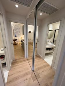 a view of a room with a mirror in a room at Camogli - "Il Nido" - Liguria Holidays in Camogli