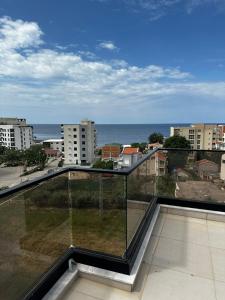 a balcony with a view of the ocean at Nicks sea view apartment in Bar