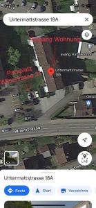 una mappa di una strada con un cuore rosso sopra di Zentrale 4-Zimmer-Wohnung in Sirnach a Sirnach