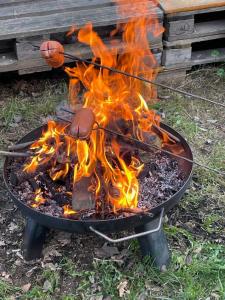 una parrilla con un montón de fuego en ella en SKY one & two, en Smržovka
