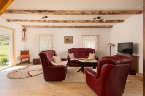 a living room with two chairs and a table at Lake house Sreten in Šavnik