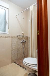 a bathroom with a toilet and a shower at Apartamento San Miguel in Baena