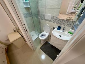 a small bathroom with a toilet and a sink at Azadi Center Apartment in Rome