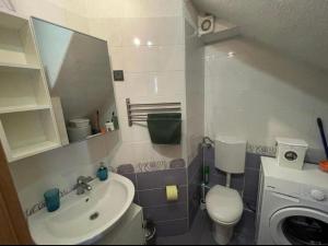 a small bathroom with a sink and a toilet at Holiday house with a swimming pool Puljane, Krka - 23038 in Drniš +9 photos