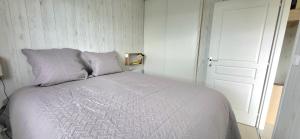 ein weißes Bett mit zwei Kissen im Schlafzimmer in der Unterkunft LaConciergerieJonzac Appart 1 chambre Cocooning in Jonzac