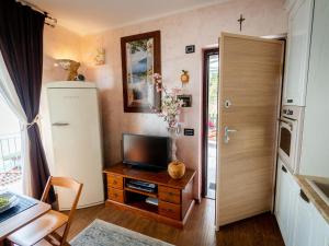 Televisyen dan/atau pusat hiburan di Mantegna - garden with Lake view and swimming pool