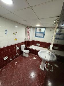 a bathroom with a toilet and a sink at Al Majaz Partition & Rooms in Sharjah