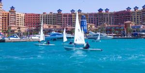 a group of sailboats in the water in a harbor at شاليه سي فيو بورتو مارينا عائلات - Porto Marina Sea View in El Alamein