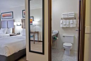 ein Hotelzimmer mit einem Bett und einem WC in der Unterkunft Quality Inn Milan-Sandusky in Milan + 37 Fotos
