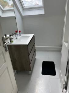 a bathroom with a sink and a mirror at Disney appartement pour 6 personnes in Villiers-sur-Morin