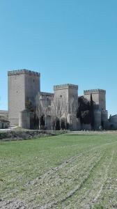 a castle with a field in front of it at Casa Rural El Encuentro in Villalón de Campos