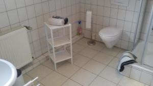 uma pequena casa de banho com WC e lavatório em Wohnung in der ersten Etage mit Blick auf die Weinberge em Kröv