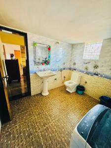 uma casa de banho com um lavatório e um WC em Serenity Homes em Parxem