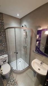 W łazience znajduje się prysznic, toaleta i umywalka. w obiekcie DOUBLE Studio w mieście Rabat