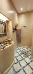 a bathroom with a sink and a shower at Riad Miss Caracal in Marrakech