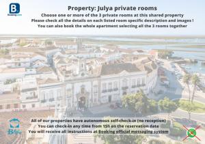 a flyer for a house with a picture of a building at Blife Julya private rooms in Faro
