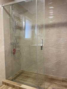 a shower with a glass door in a bathroom at Villa Suérte del Mar in Torrevieja +24 photos