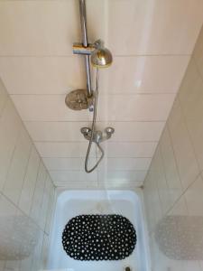 W łazience znajduje się prysznic i umywalka. w obiekcie Glamping Kaliska w mieście Łochów