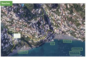 a map of a city next to the water at Regina Margherita in Positano