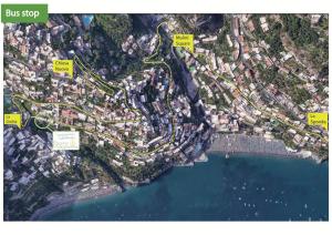 a map of a city with yellow markers on it at Regina Margherita in Positano