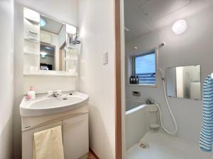 a small bathroom with a sink and a shower at AX-Asaka House in Asaka +11 photos