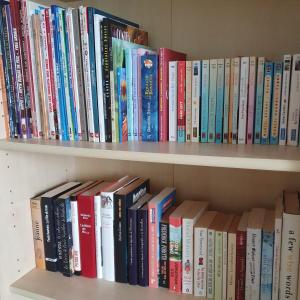 una estantería llena de libros en Superbe vue sur mer à Sète, en Sète