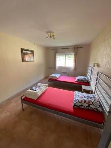 a bedroom with two beds and a window at Grand gîte dans un écrin de verdure au bord du Cher in Azay-sur-Cher