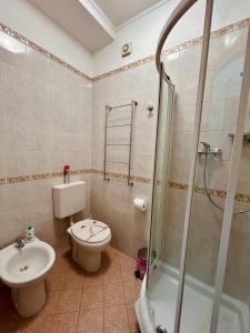 a bathroom with a toilet and a sink and a shower at Blu Trieste in Trieste