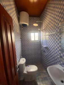 een badkamer met een toilet en een wastafel bij Hill Residence in Yaoundé