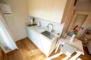 Kuchyň nebo kuchyňský kout v ubytování Apartmán Andrasa v Krkonoších se saunou a terasou