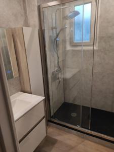 a shower with a glass door in a bathroom at Le Duplex 3 chambres - 1P à 7P - Saint Honore in Amiens