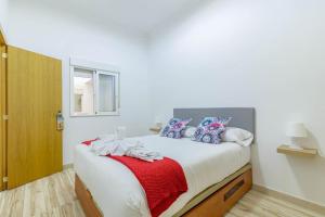 1 dormitorio con 1 cama grande con manta roja en Padilla 56, en Las Palmas de Gran Canaria
