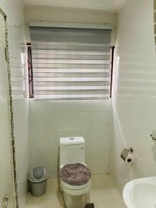 a bathroom with a toilet and a sink at Luxury Townhome in Oyarifa in Oyarifa