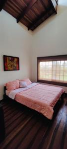 - un grand lit dans une chambre avec fenêtre dans l'établissement Casa Arthémis -Fast Wifi, à Guápiles