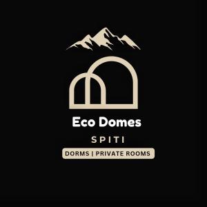 a logo with a mountain and an egg domes spire at Spiti Eco Domes in Kaza