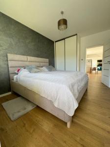una camera da letto con un letto grande in una stanza di Apartmán Ľaliová Bardejovské kúpele a Bardejov