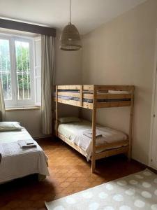 a bedroom with two bunk beds and a window at Acogedor chalet en la Sierra in Cercedilla
