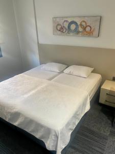 een wit bed met 2 kussens in een slaapkamer bij ARGEUS PRESTİJ in Kayseri