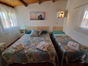 2 camas individuales en una habitación con ventanas en Villa Floridia, en Pachino